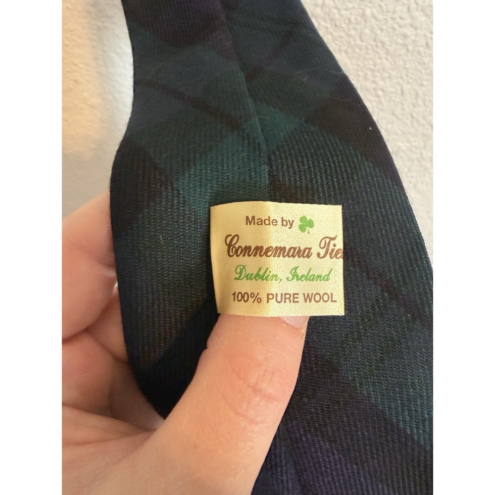 VTG Connemara Dublin Ireland Green Tartan 100% Wool Tweed Tie 3.25"